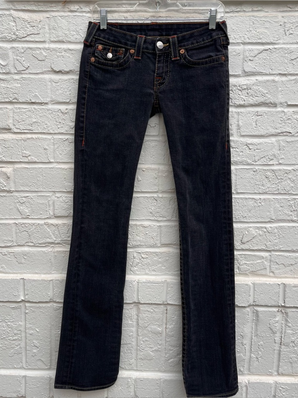 TRUE RELIGION Billy Low Rise Straight Leg in Black Wash Size 27